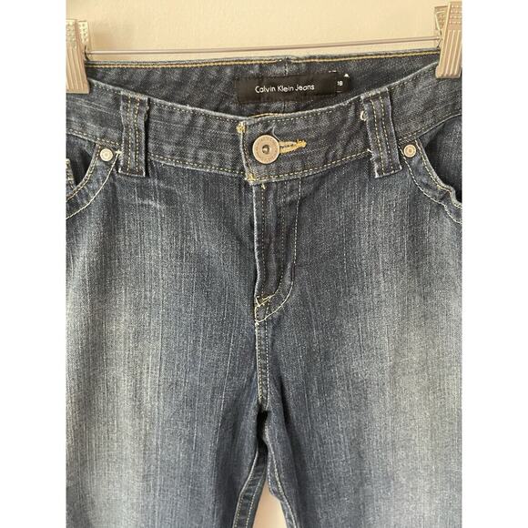 Calvin Klein Jeans Womens 16 Blue Modern Flared Low Rise Medium Wash 36x32 - Picture 5 of 15